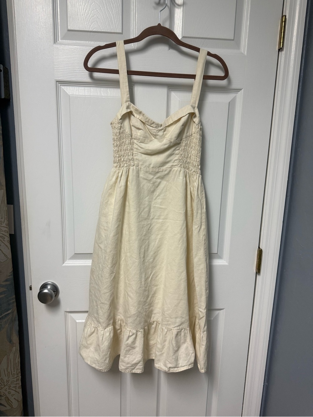 Women's Cream Midi Sundress with Ruffle Hem